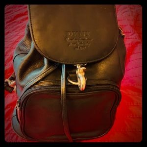 Vintage DKNY Leather Backpack - Black